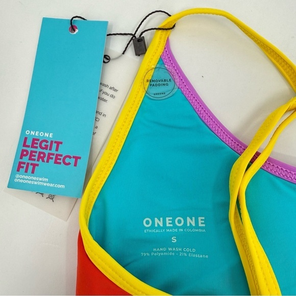 OneOne Swimwear Bikini SET Jenna Top Alexa Bottom Brighton Red Yellow Blue S - Picture 4 of 10